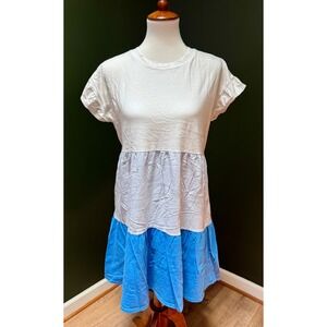 J. Crew Tiered Ruffle Sleeve T-Shirt Dress Size M